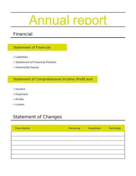 summary annual report template
